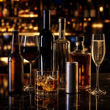 Beer, wine, and whisky selection at the bar